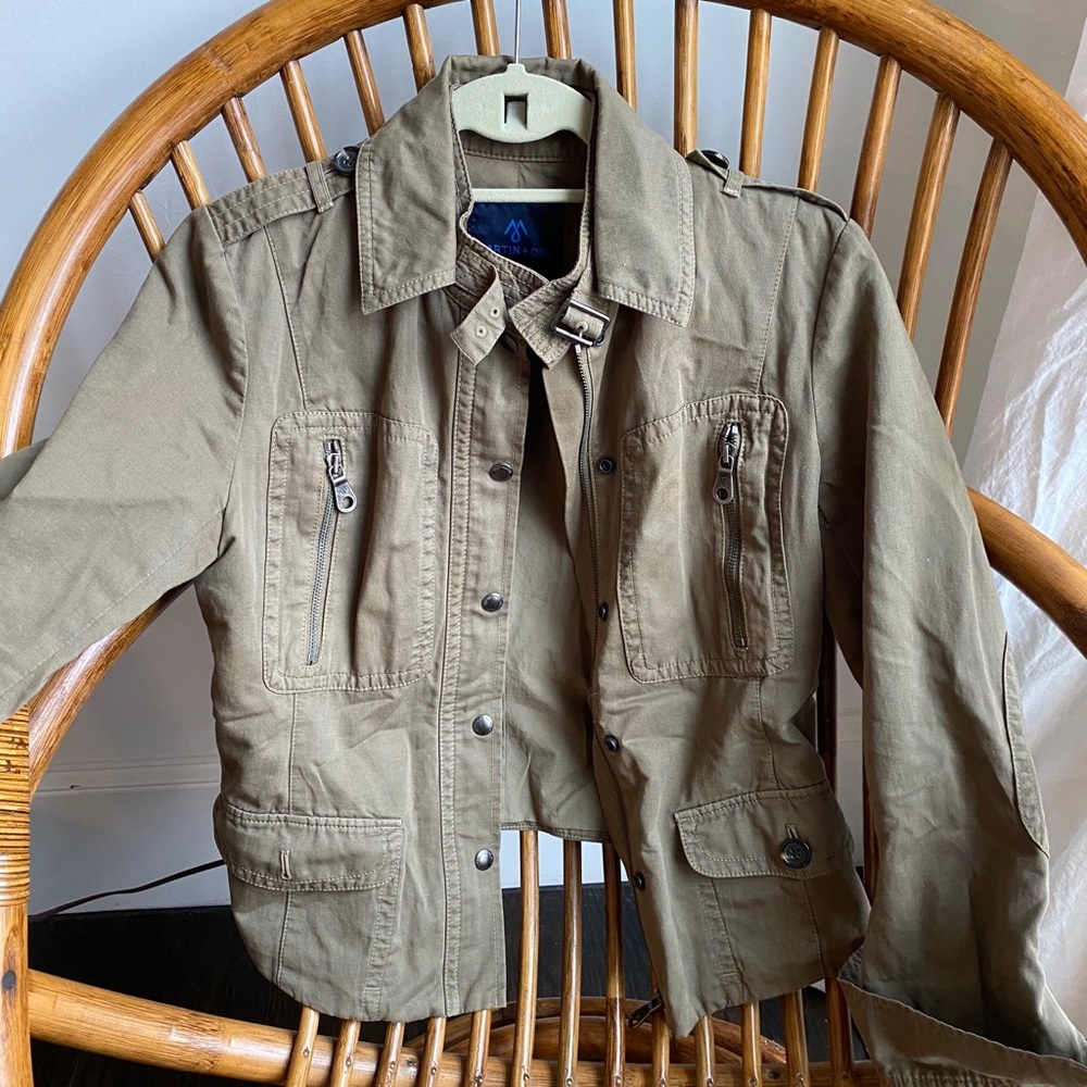 Cropped military/ moto jacket